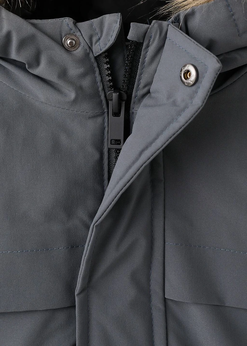 Anorak with shearling-effect hood