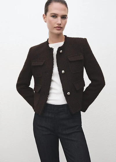 Tweed jacket with frayed ends