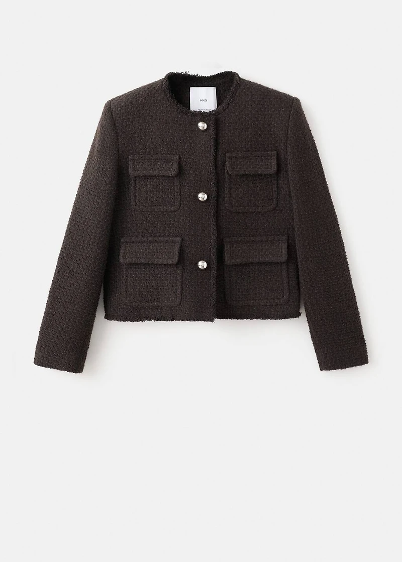 Tweed jacket with frayed ends