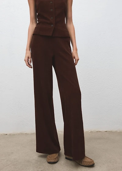 Corduroy pants with elastic waist