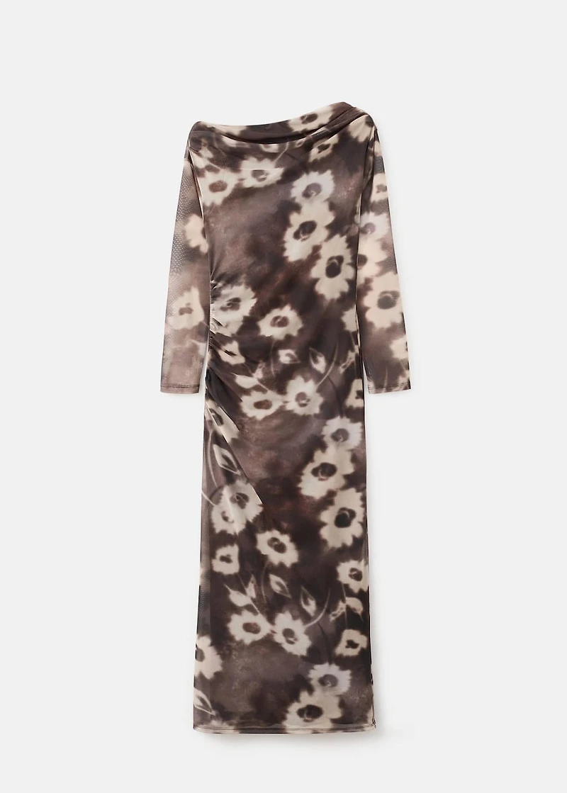 Asymmetrical floral print dress
