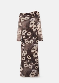 Asymmetrical floral print dress