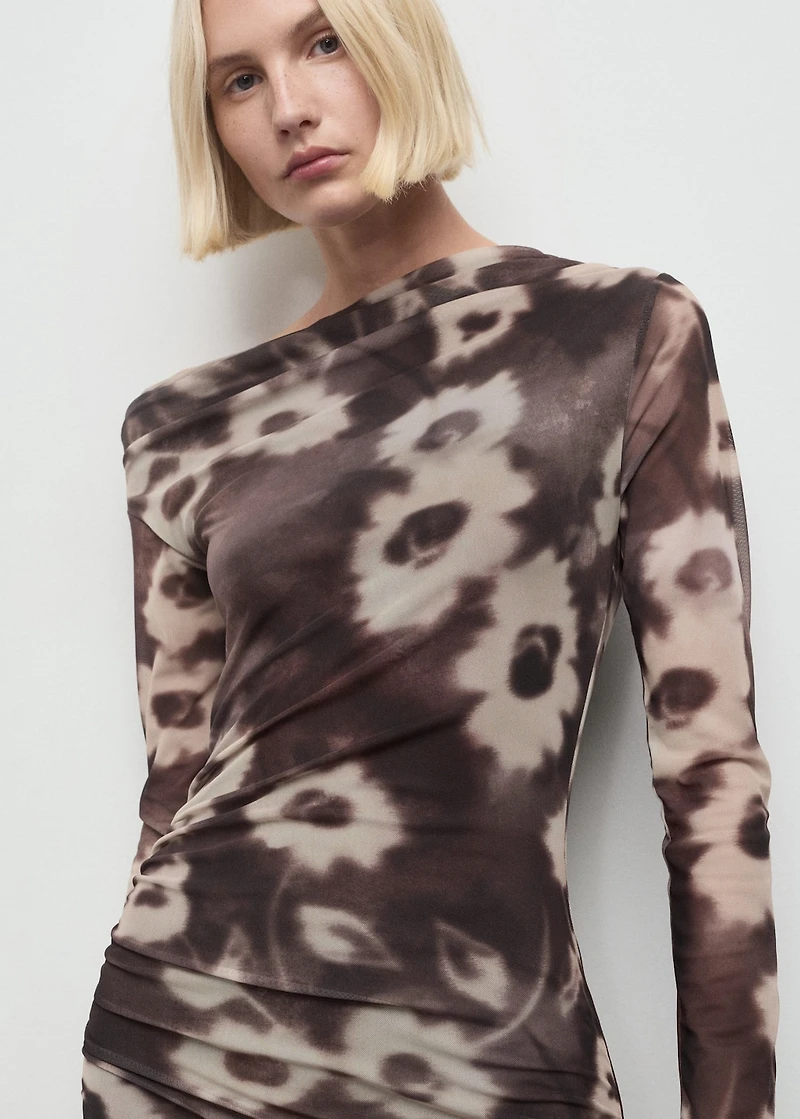 Asymmetrical floral print dress