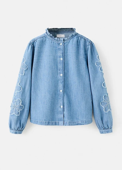 Embroidered denim blouse