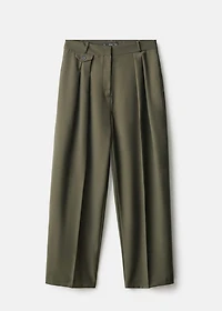 Trousers with pleats and button detail