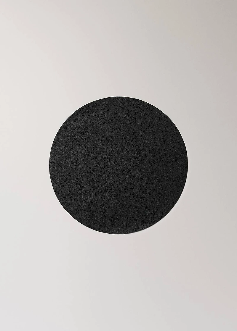 Round faux leather placemat