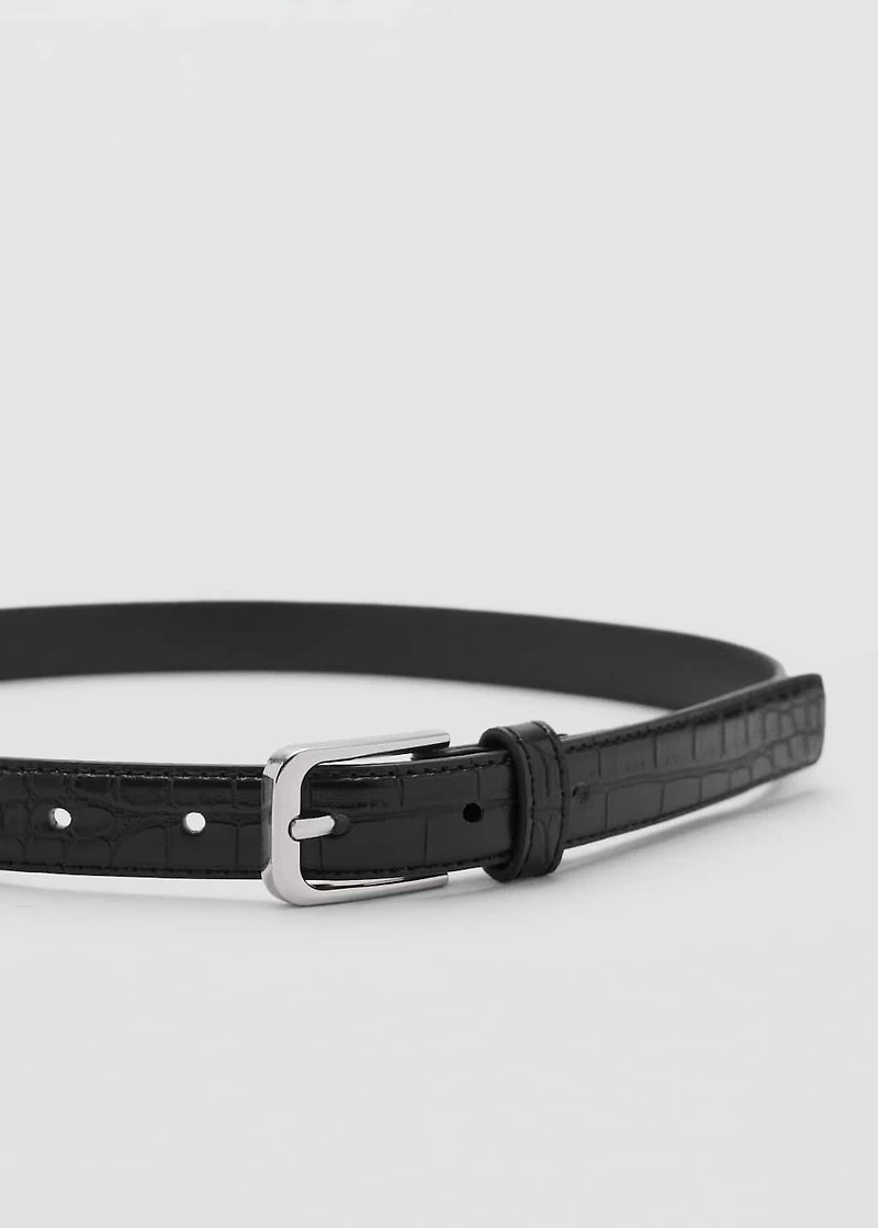 Fine croco leather-effect belt