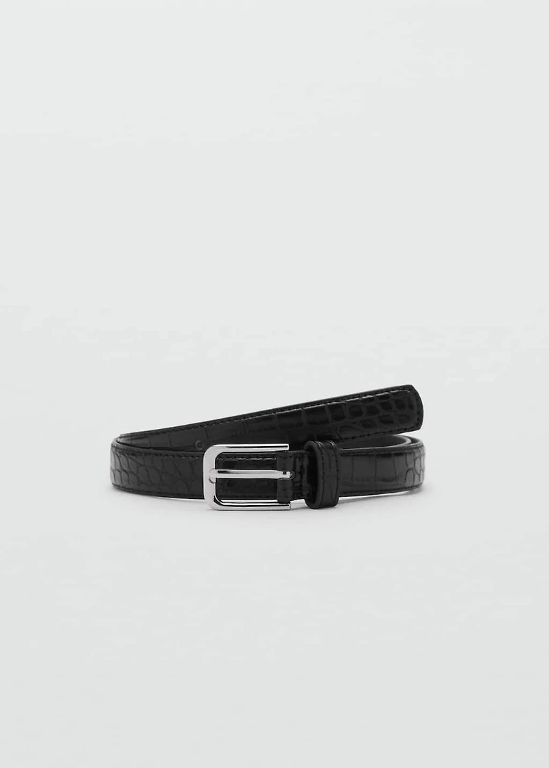 Fine croco leather-effect belt
