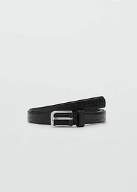 Fine croco leather-effect belt