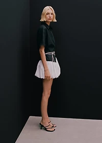 Short sleeve linen-blend shirt