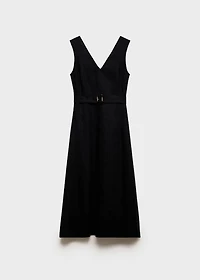 Flared linen dress with belt