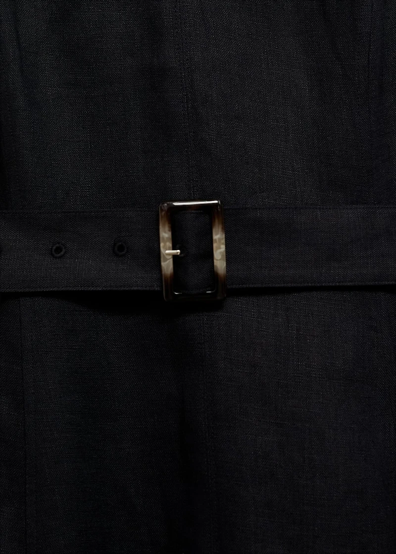 Flared linen dress with belt