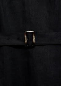 Flared linen dress with belt