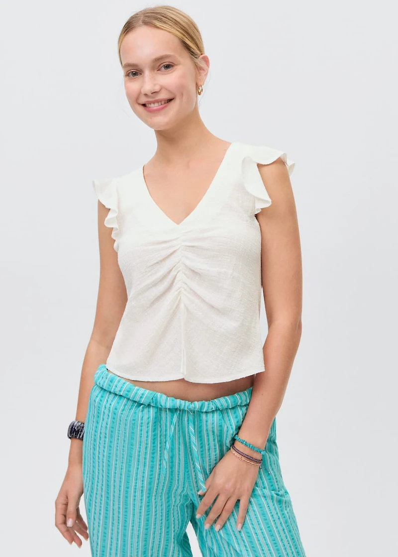 Ruffled-sleeve blouse