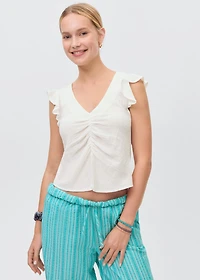 Ruffled-sleeve blouse