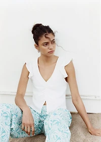 Ruffled-sleeve blouse