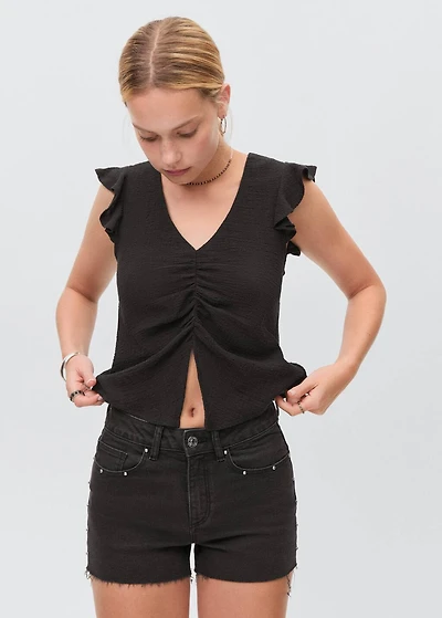 Ruffled-sleeve blouse
