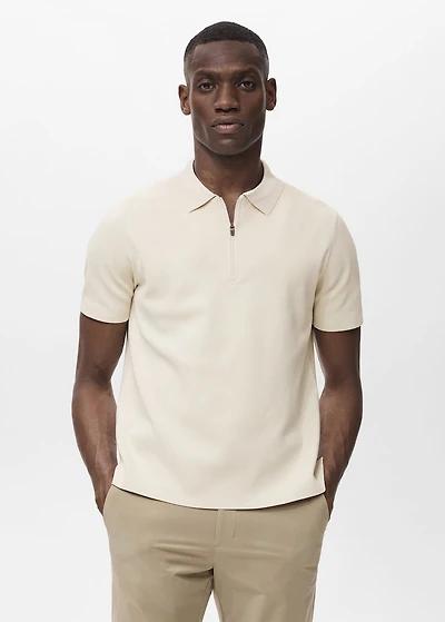 COOLMAX® fine-knit polo shirt with zipper