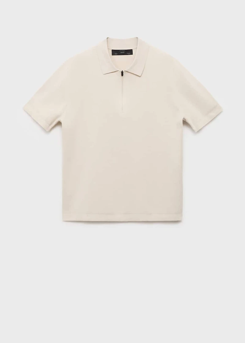 COOLMAX® fine-knit polo shirt with zipper