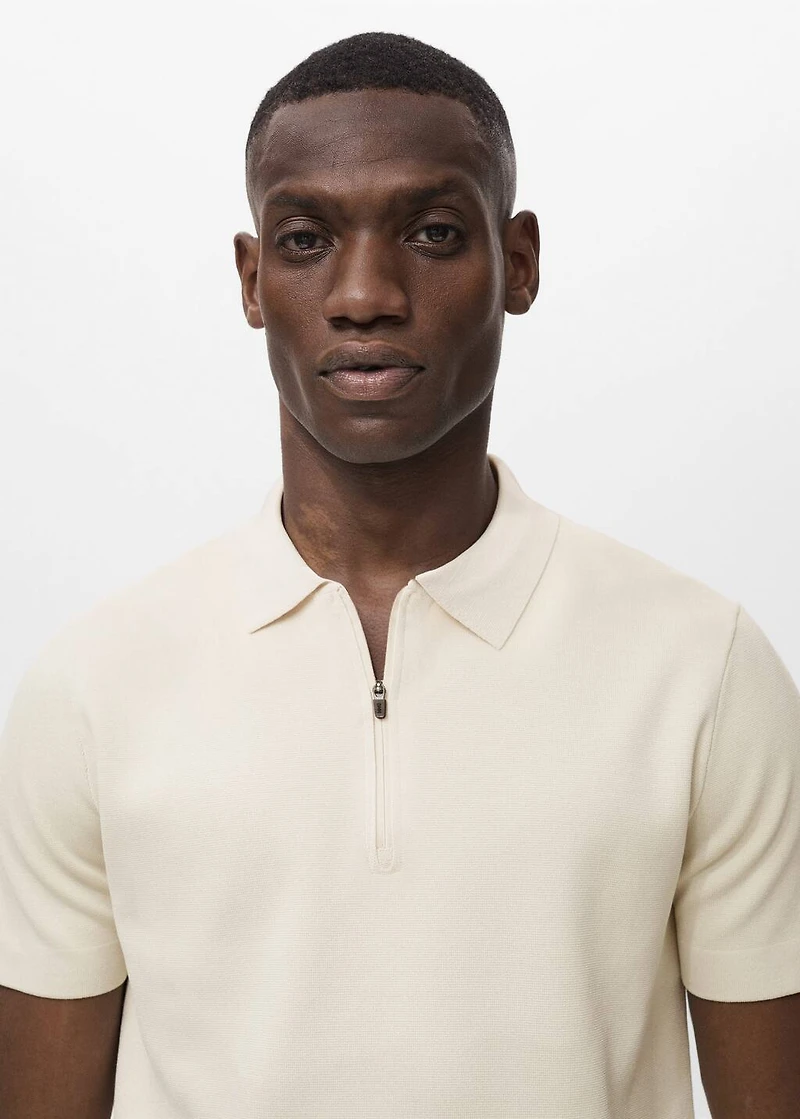 COOLMAX® fine-knit polo shirt with zipper