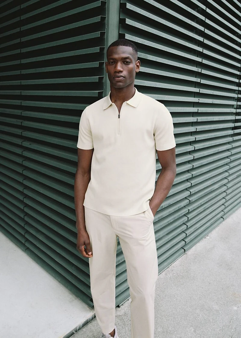 COOLMAX® fine-knit polo shirt with zipper