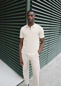 COOLMAX® fine-knit polo shirt with zipper