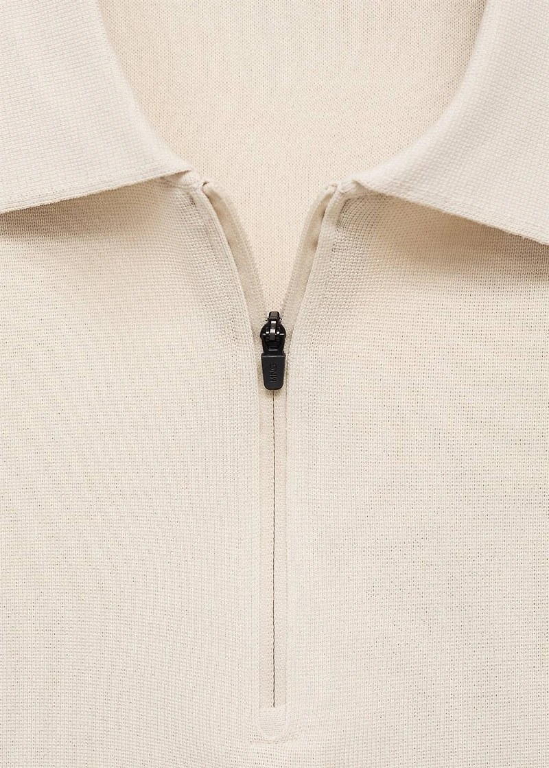 COOLMAX® fine-knit polo shirt with zipper
