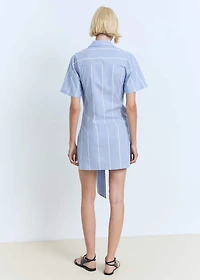 Striped shirt dress with knot