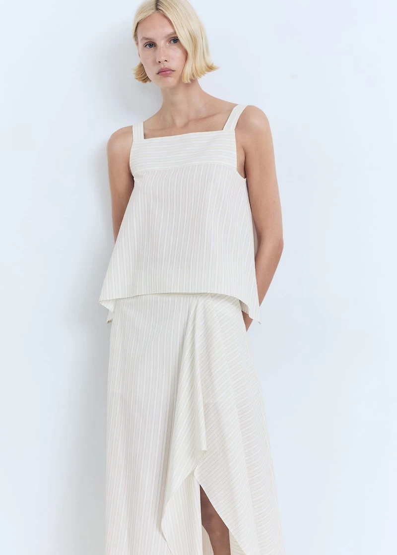 Striped asymmetric skirt