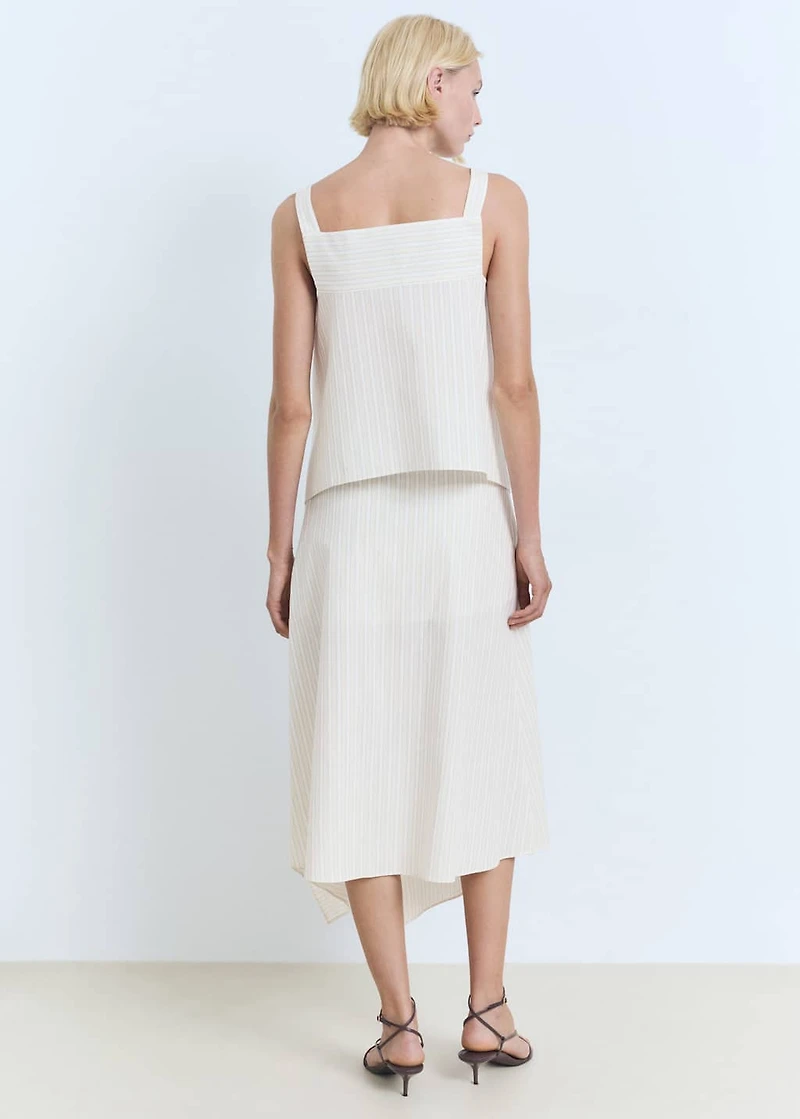 Striped asymmetric skirt