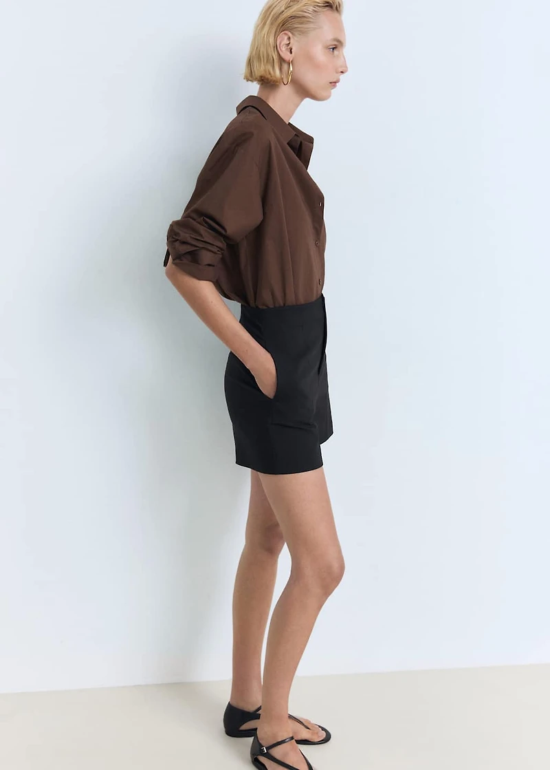 High-waist straight shorts