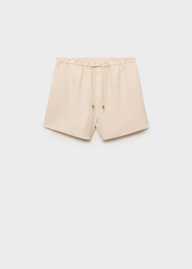 Straight-fit linen shorts with drawstring