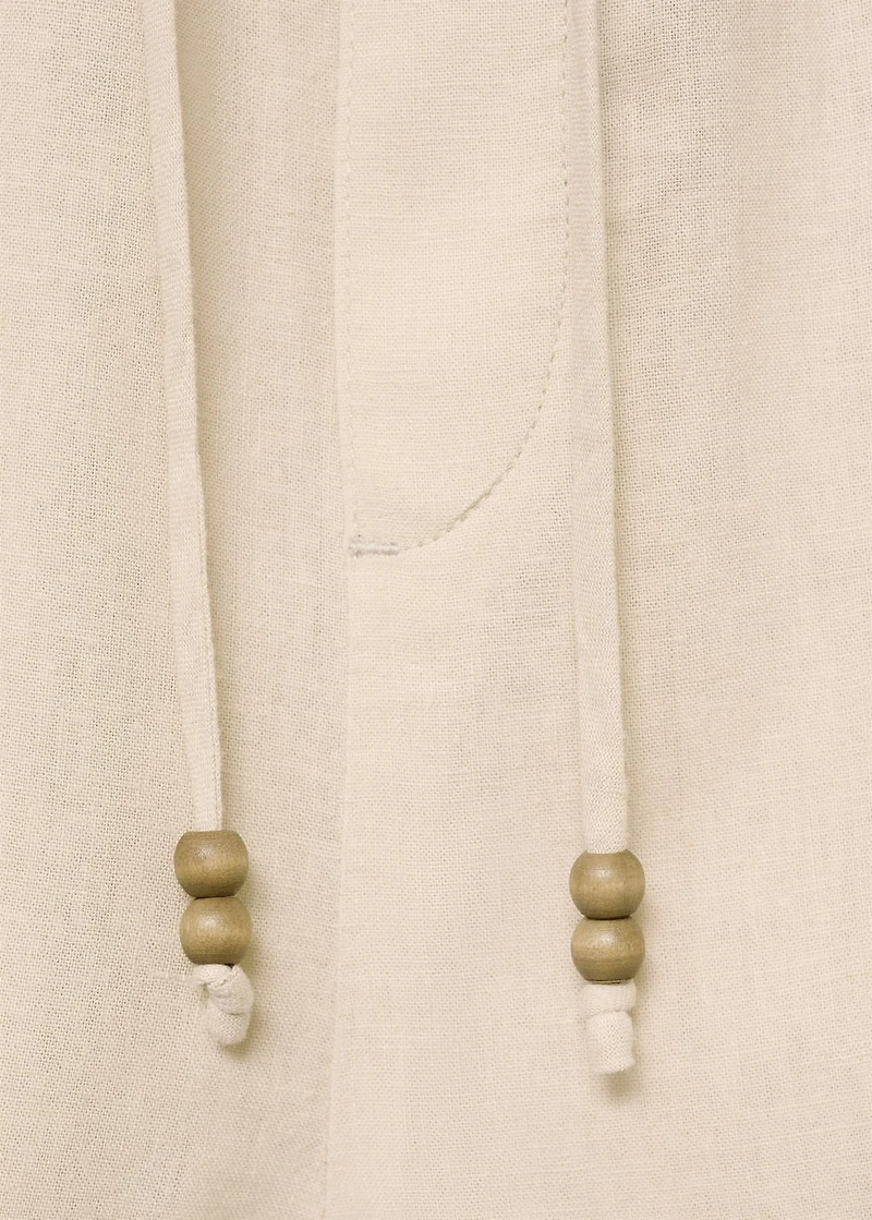 Straight-fit linen shorts with drawstring