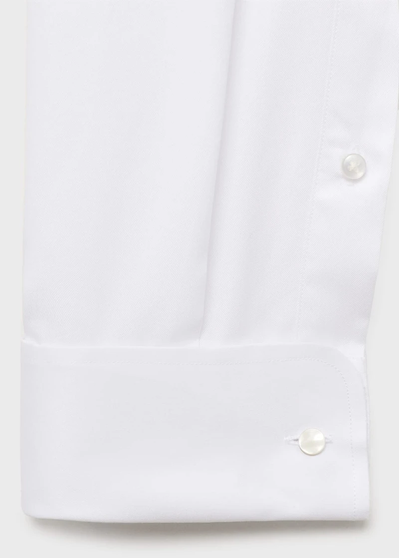 Slim-fit twill fabric suit with shirt cufflinks