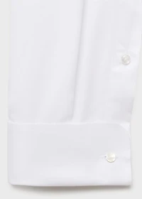 Slim-fit twill fabric suit with shirt cufflinks