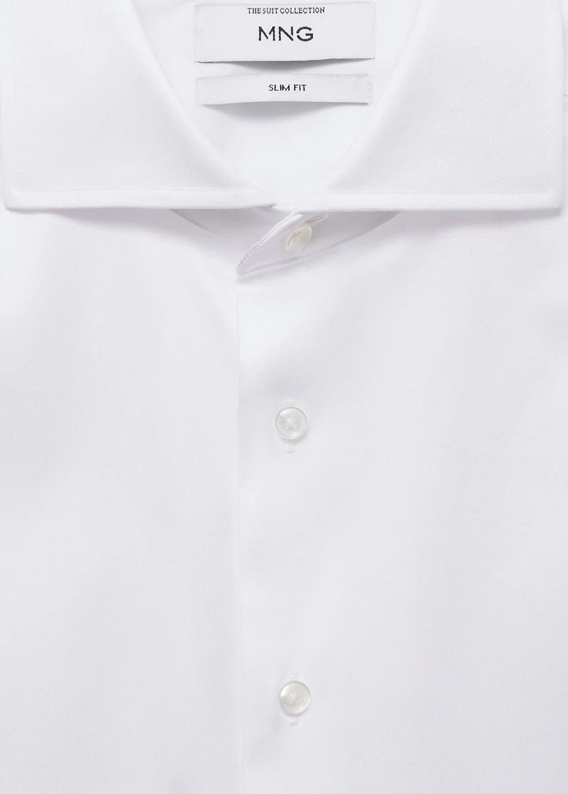 Slim-fit twill fabric suit with shirt cufflinks