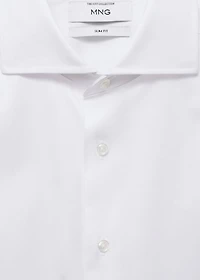 Slim-fit twill fabric suit with shirt cufflinks
