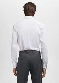 Slim-fit twill fabric suit with shirt cufflinks