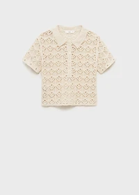 Short-sleeved crochet sweater