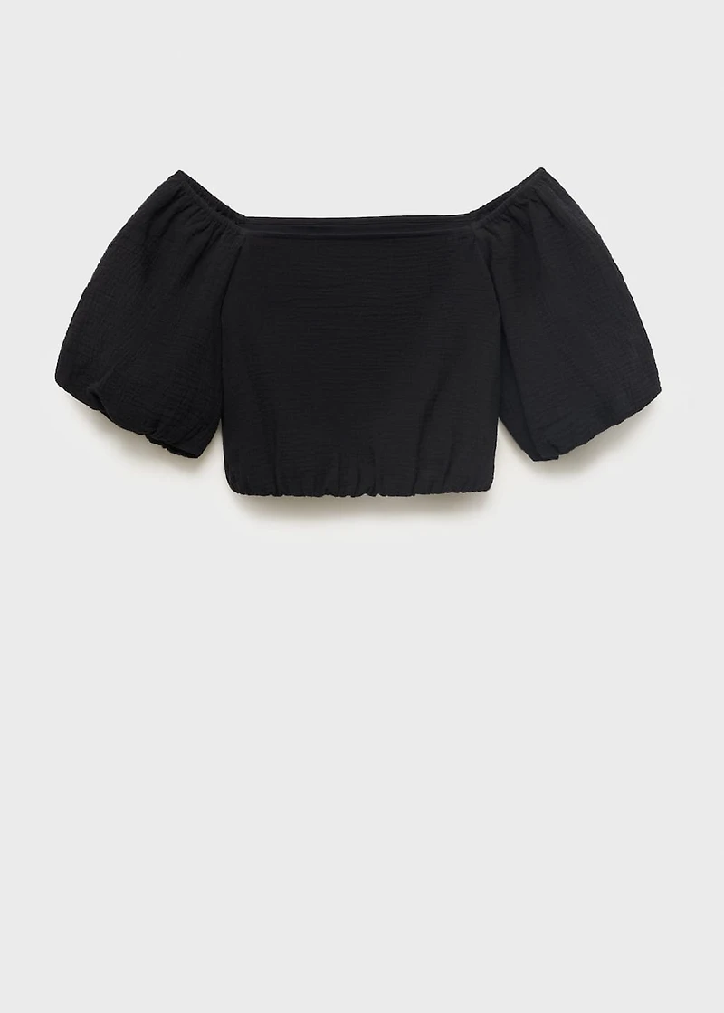 Puffed sleeves cotton blouse