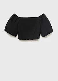 Puffed sleeves cotton blouse