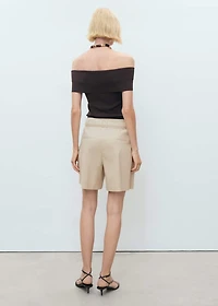 Linen shorts with bow and belt