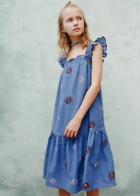 Floral embroidery dress