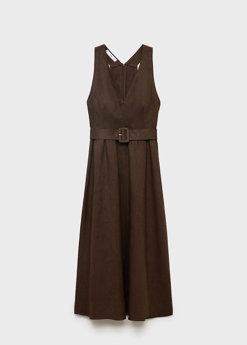 Belt linen dress