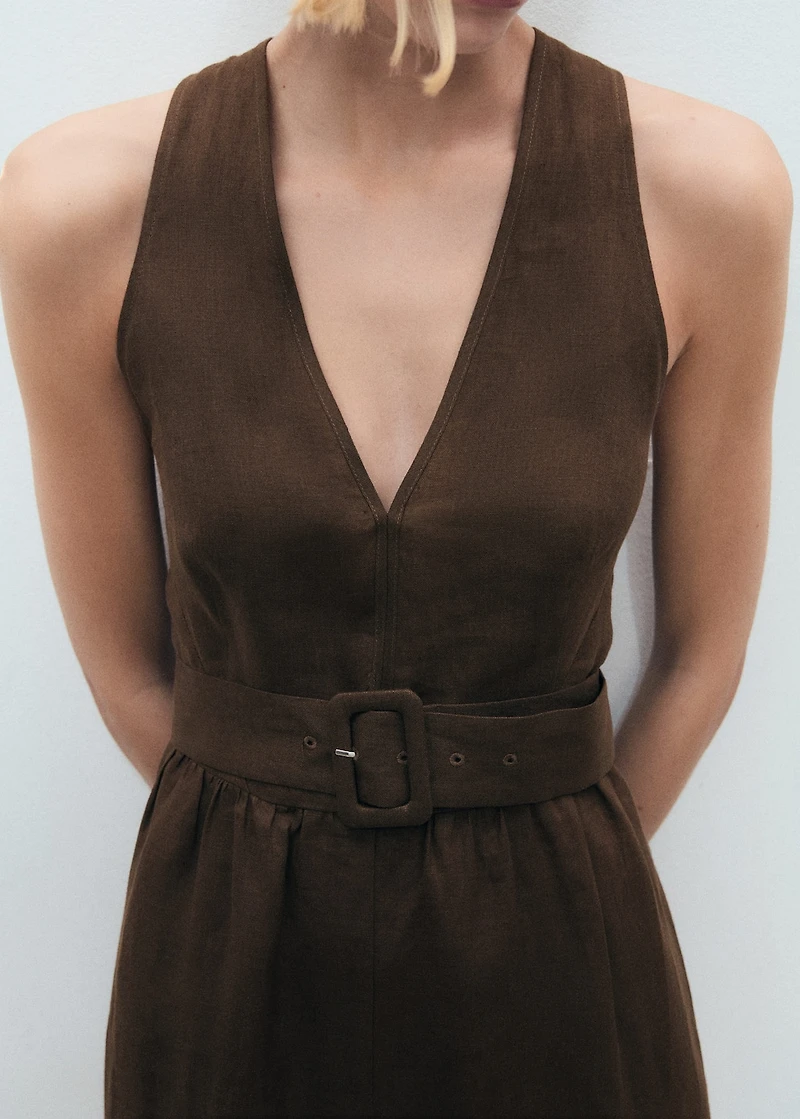 Belt linen dress