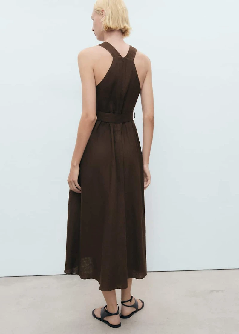 Belt linen dress
