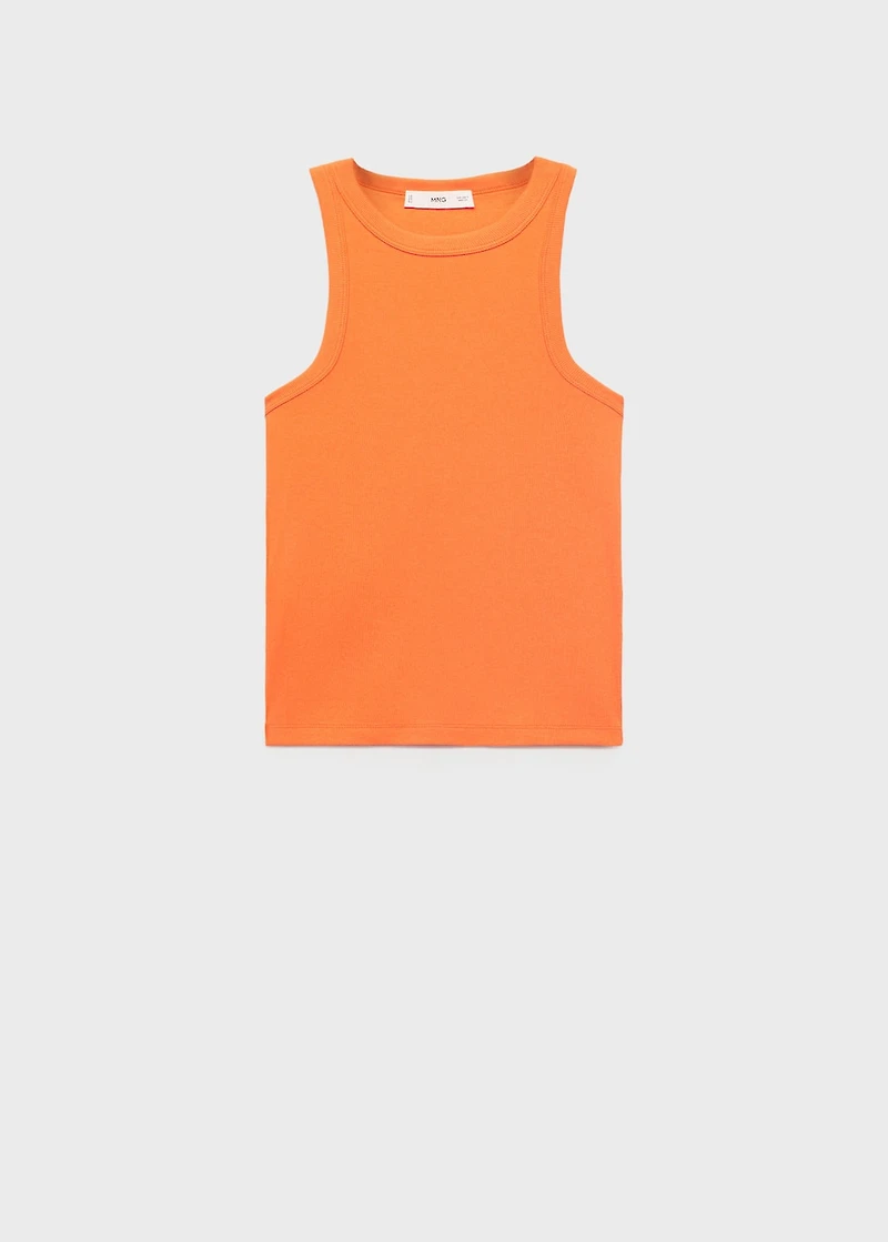 Ribbed cotton-blend top