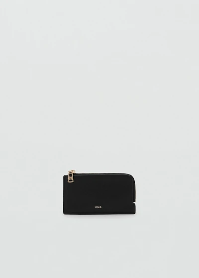 Saffiano-effect card holder with zipper