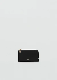 Saffiano-effect card holder with zipper