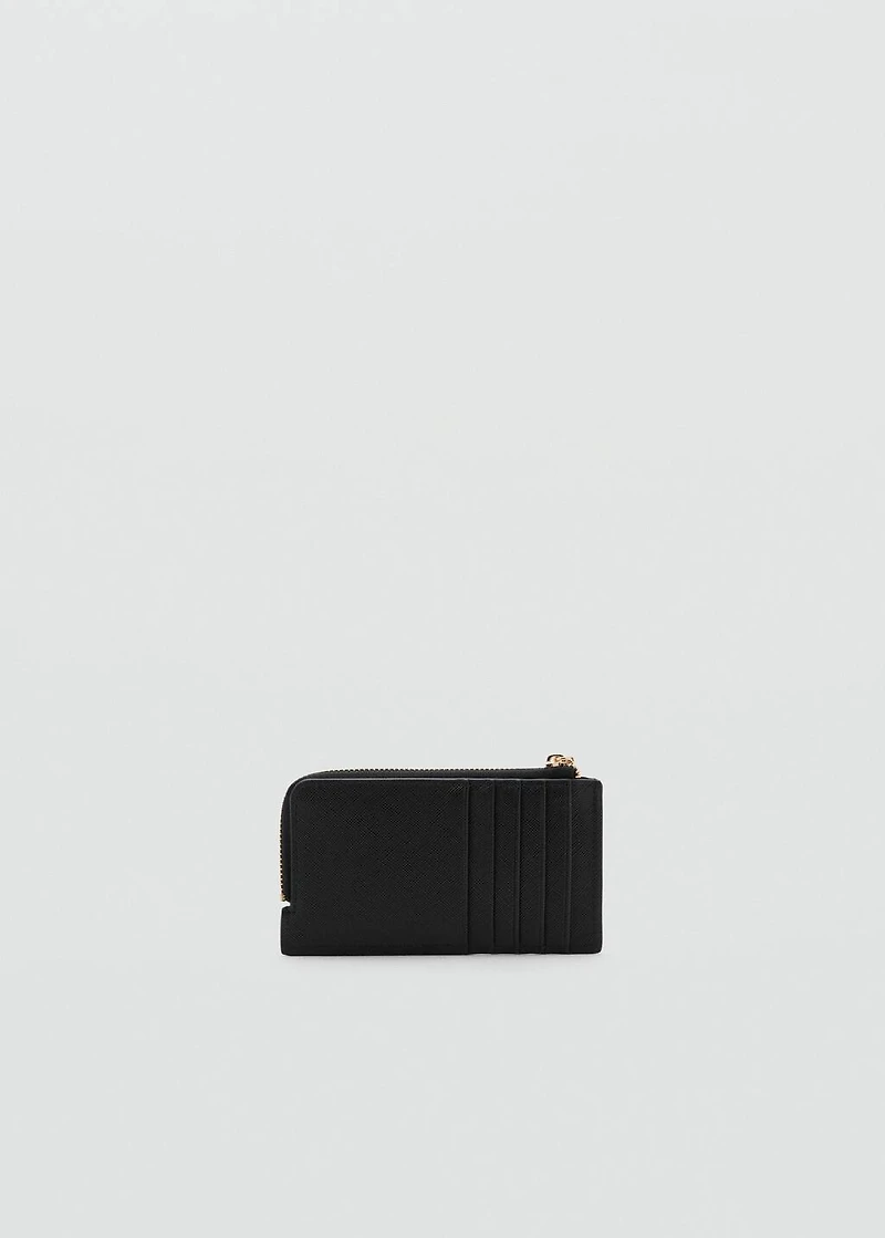 Saffiano-effect card holder with zipper